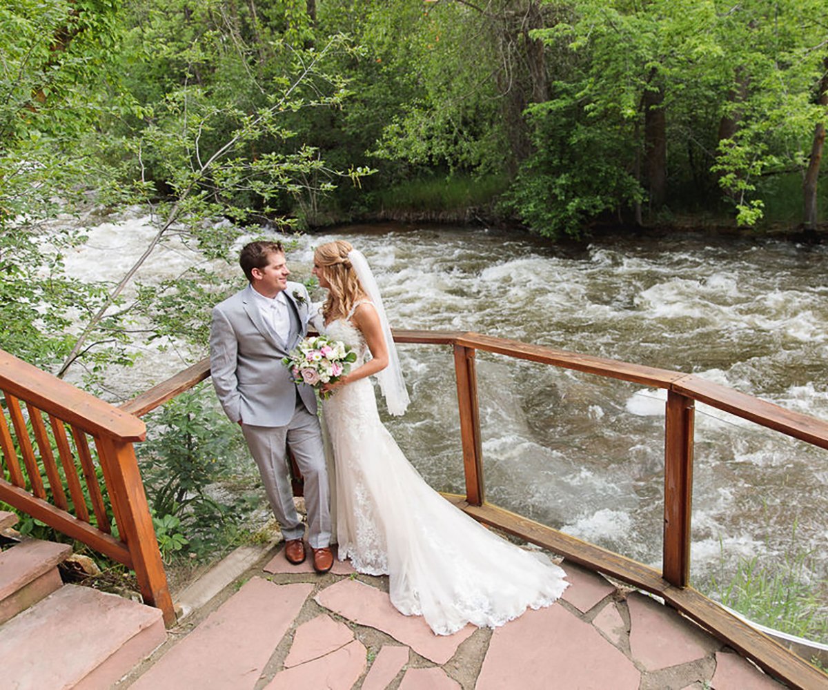 Picturesque Creekside Wedding Space at Boulder Creek, Framed by Forest and Rocky Mountain Landscape