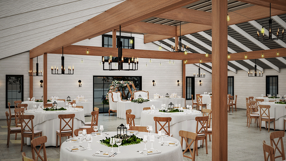 Barn Interior Rendering for Canopy Grove by Wedgewood Weddings