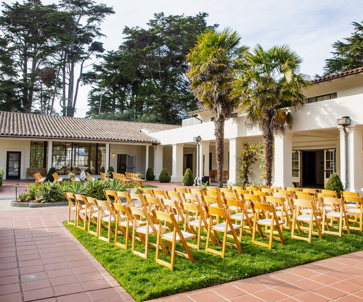 Alfresco courtyard ceremony in the San Francisco Bay area - Golden Gate Club at the Presidio - Wedgewood Weddings - 2