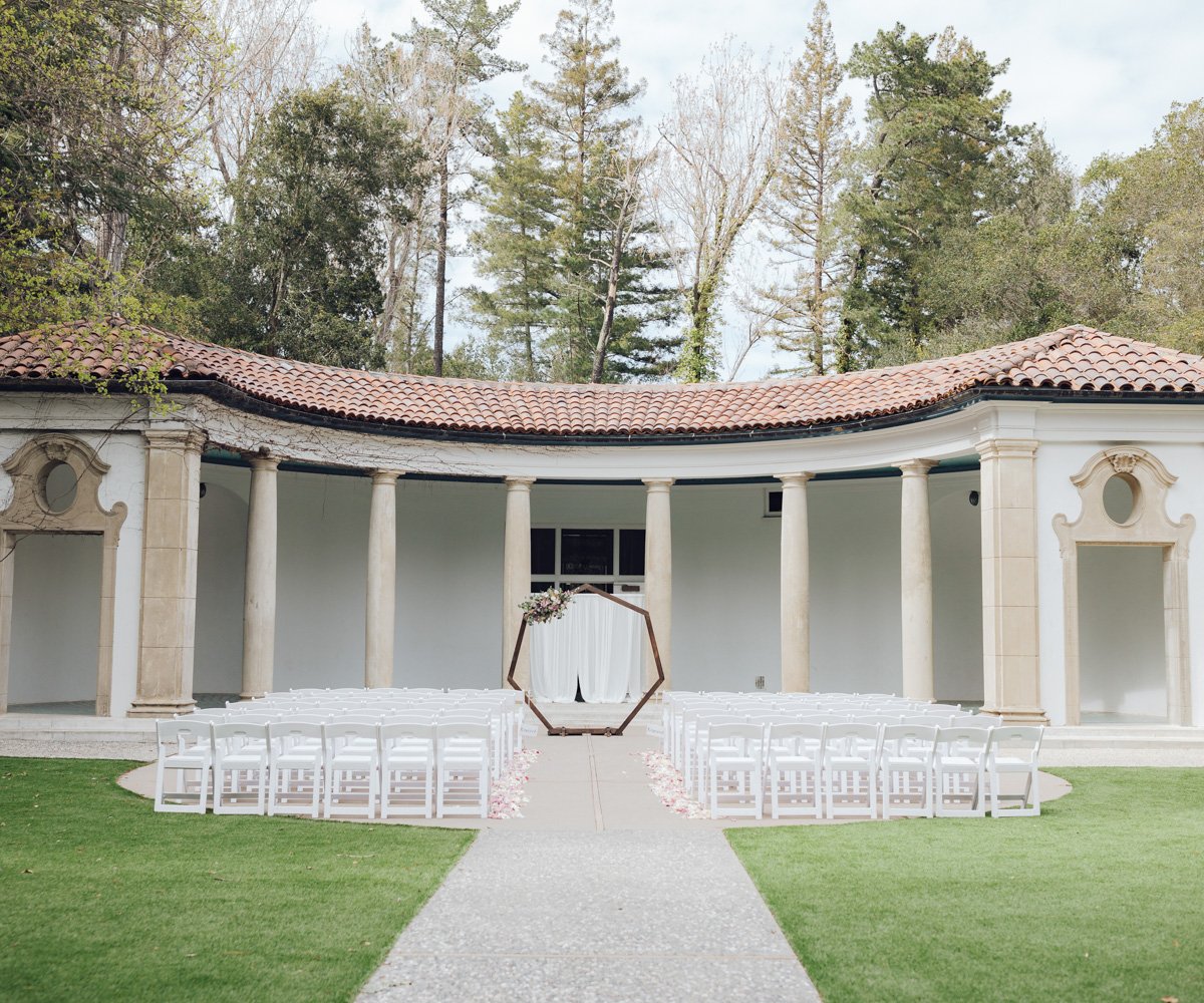 Alfresco pavilion ceremony with geometric arch - Moraga, CA - Hacienda de las Flores by Wedgewood Weddings - 4