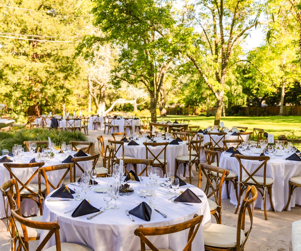 Open air wedding reception in courtyard garden - Moraga, CA - Hacienda de las Flores by Wedgewood Weddings - 1