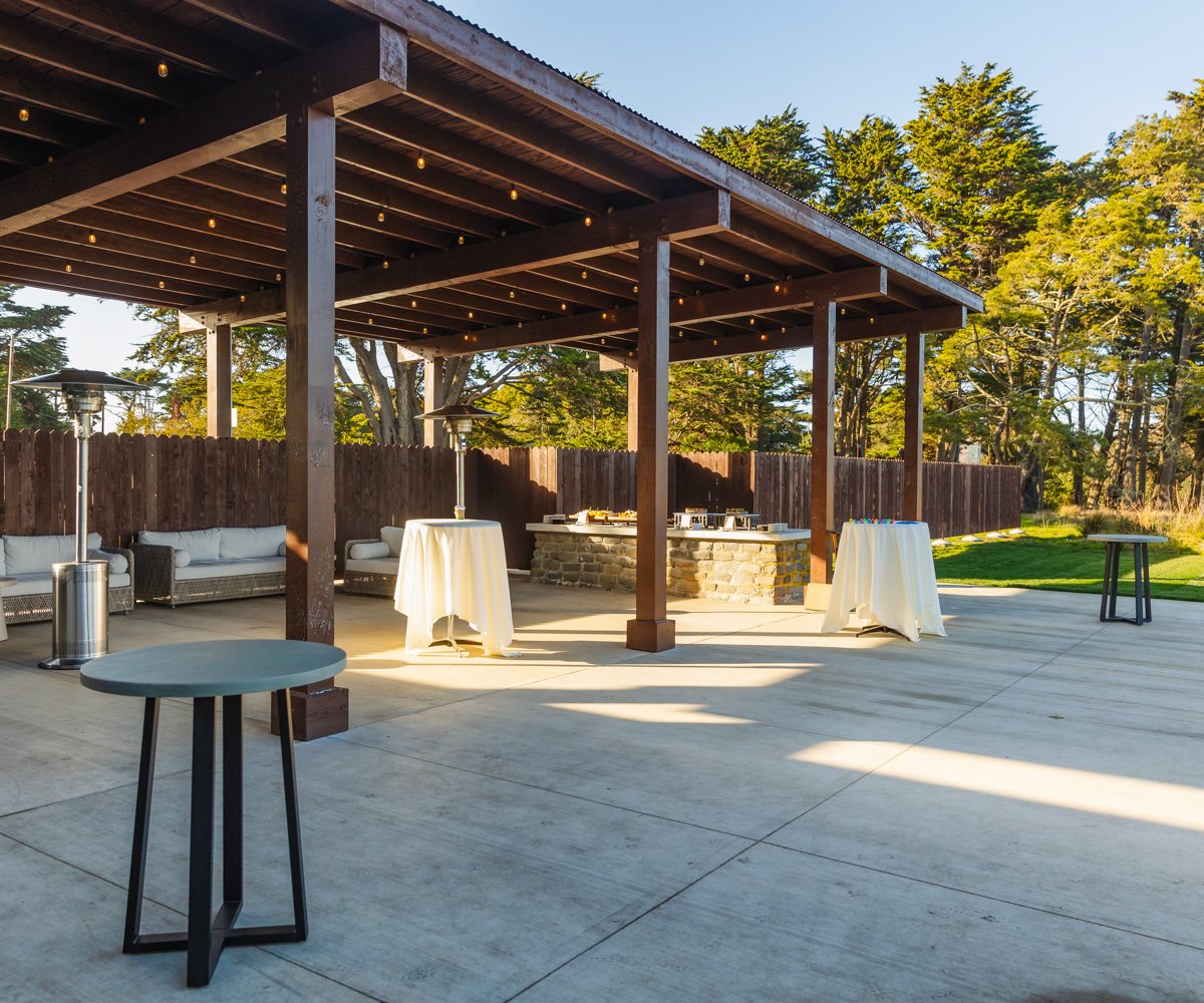 Covered patio at wedding venue near the Golden Gate Bridge - Log Cabin at the Presidio - Wedgewood Weddings - 1