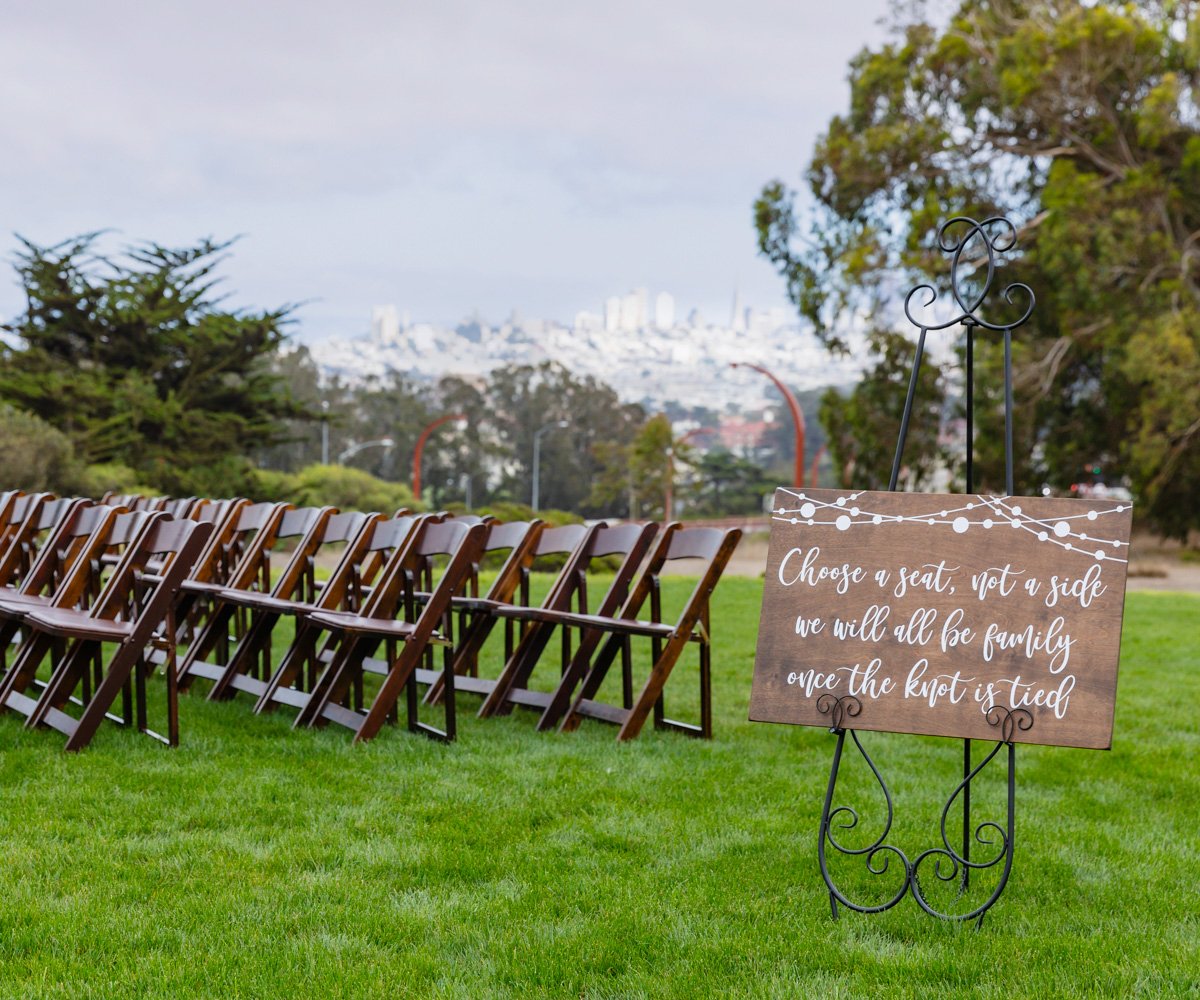 Skyline views of San Francisco from ceremony site - Log Cabin at the Presidio - Wedgewood Weddings - 1